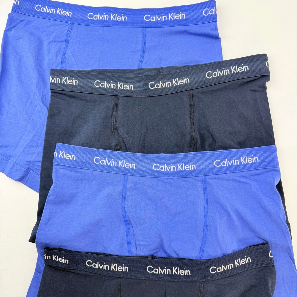 Calvin Klein Mens 4 Pack Boxer Briefs XL Navy Royal Blue Cotton Stretch Trunks